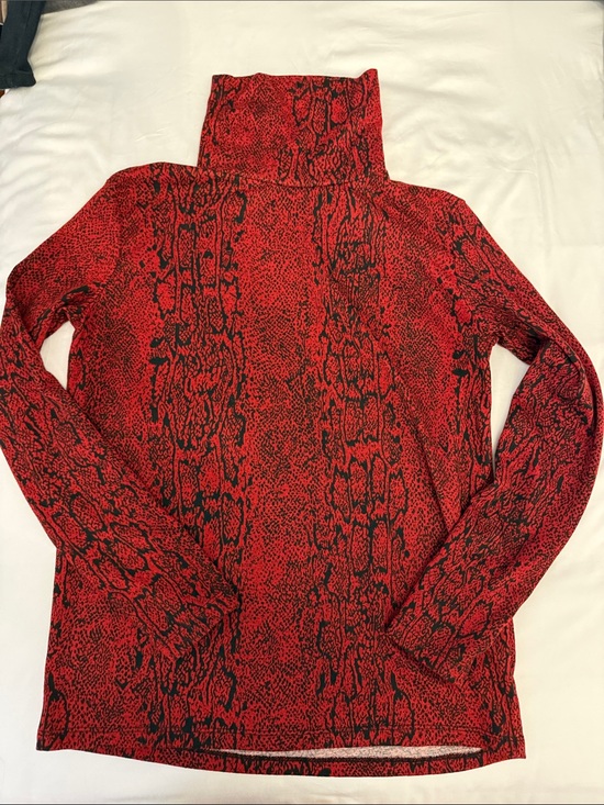 Zara Sweaters - Zara Red and Black Snake-Print Turtleneck Sweater